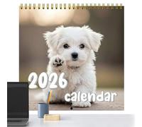 Calendario de cachorros, calendario de pared animal, agenda mensual encuadernada en espiral 2026 para mujeres maestras amantes de los perros decoración de oficina