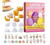 Calendario De Cuenta Atrás Decorativo De Pascua - Recuerdo Coleccionable de Primavera,Calendario de Cuenta Atrás con Miniaturas de Conejito | Para Familia, Amigos, Jóvenes, Niños, Escritorio,