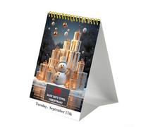 Calendario de cuenta regresiva de Navidad 2024 con tapa diaria de 100 días para escritorio o repisa con obras de arte navideñas