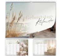 Calendario de cumpleaños sin fecha, planificador de cumpleaños, calendario de pared, A5 siempre, calendario independiente del año, visión general de cumpleaños para colgar, diseño bohemio, color beige