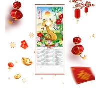 Calendario de desplazamiento de pared chino 2025 - Planificador de desplazamiento estacional, Spring Festival Scroll | Año del calendario mensual de la serpiente, decoración tradicional china para el