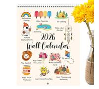 Calendario de doce meses 2026 - Lindo planificador mensual encuadernado en espiral, calendario vertical de dibujos animados para 2026, para organización oficina refrigerador niños adultos Navidad
