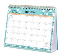 Calendario de escritorio 2026-2027, calendario de escritorio 2026-2027 con papel grueso, julio 2026 a diciembre 2027, 25,5 x 20,5 x 8 cm, encuadernación de doble alambre, verde