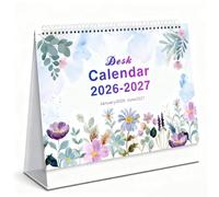 Calendario de escritorio 2026-2027, calendario de escritorio con temática floral, calendarios de cartón grueso, vista mensual de vacaciones de países europeos, calendarios de escritorio para oficinas