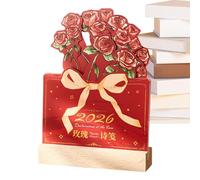 Calendario de escritorio 2026, base semanal mensual de madera, calendario de flores 2026, accesorios de escritorio, para agenda de citas, planificación, escuela, aula, dormitorio, apartamento, familia