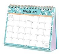 Calendario de escritorio 2026 - Calendario de escritorio 2026 con papel grueso, enero 2026 - diciembre 2026, 25,5 x 20,5 x 8 cm, encuadernación de doble alambre, verde