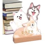 Calendario de escritorio, 2026 CALENDARIO DE OFICINAS DE OFICINAS DE PETO, PAD DE PRUEBA Académico, para niños, trabajo, clase, escuela, diseño diario de gatitos de cachorros, hogar, aula, maestro