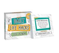 Calendario de escritorio 2026 Daily Life Hacks, con 365 trucos y datos interesantes, 1 juego, calendario de corte diario, planificador de gestión de horarios, para todos los días del año