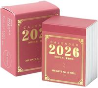 Calendario de escritorio 2026 de 365 días para notas, organización de listas de verificación y recordatorios diarios, tamaño de bolsillo (rojo)