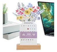 Calendario De Escritorio 2026 - Mini Planificador De Páginas Con Solapa Con Base De Madera | Diseño De Jarrón De Pie Mensual Para El Hogar Y La Oficina, Decoración De Bureåu Floral Para Planificación