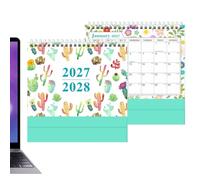 Calendario de Escritorio 2027-2028 Plan Horario Laboral 18 Meses | Calendario Decorativo Escritorio para Estudiantes Profesores Mujeres Hombres Cumpleaños Vacaciones Oficina Hogar S2-Cactáceas