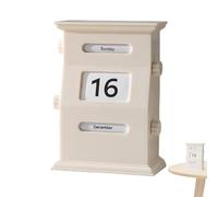 calendario de escritorio: bonito bloque de visualización de fecha de madera retro, de mesa ajustables para día, mes, año, decoración vintage para escritorios de oficina |