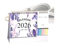Calendario De Escritorio | Calendario de mesa 2026 mensual Gen-Dic, lista de actividades organizador de 12 meses con amplios espacios de rayas para notas de oficina