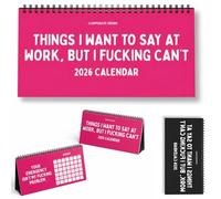 Calendario de escritorio "Cosas que quiero decir en el trabajo" 2026, divertido calendario plegable para escritorio de oficina con citas sarcásticas y humorísticas, decoración de escritorio (Pink)