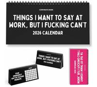 Calendario de escritorio "Cosas que quiero decir en el trabajo" 2026, divertido calendario plegable para escritorio de oficina con citas sarcásticas y humorísticas, decoración de escritorio (Black)