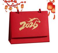 Calendario de escritorio de caballo de año nuevo lunar | 12-Mes 2026 Horario Planificador | 22x17.8cm Spring Festival Sturdy Calendar,for Office Home Hotel School Nightstand Bedside Dressing Table