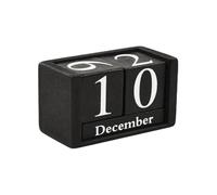 Calendario de escritorio de madera, calendario perpetuo vintage de mesa hecho de madera, bloque de calendario negro de conversión manual, visualización de fecha de mes (9,5 x 4,5 x 5,2 cm)