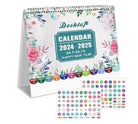 Calendario de escritorio de pie 2025, calendario de mesa 2024-2025, calendario de mesa, calendario diario de julio de 2024 a diciembre de 2025, calendario de pie 2025, 20,3 x 19,8 cm, plan mensual