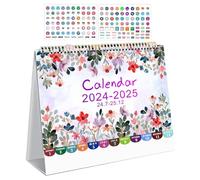 Calendario de escritorio de pie 2025, calendario de mesa 2024-2025, calendario de mesa de julio de 2024 a diciembre de 2025, calendario de pie 2025, 20,3 x 19,8 cm, plan mensual para escuela, hogar