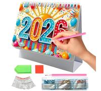 Calendario de escritorio de pintura artística de gemas 2026 - Calendario de escritorio de pintura artística con gemas - Decoración de manualidades, planificador personal de gestión del tiempo para