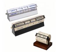 Calendario de escritorio giratorio manual: Calendario perpetuo redondo con mecanismo de fecha deslizante - Organización de escritorio - Mostradores de recepción - Decoración del (A)