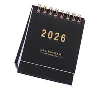 Calendario de escritorio pequeño 2026 Página con detalles dorados Sistemas de bobinas de Diseño elegante para un espacio de trabajo moderno Planificador de escritorio de con