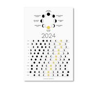 Calendario de fase lunar 2024 (se envía plano) - Póster de pared lunar con luz colgante - Ideal como regalo único, seguimiento de la luna, decoración de pared y arte, decoraciones de astrología - Un
