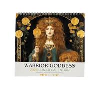 Calendario de fase lunar de la diosa guerrera 2025, calendario de pared de arte de fantasía de mujeres de mitos y magia 2025, calendario mensual de año nuevo 2025, calendario lunar de la diosa