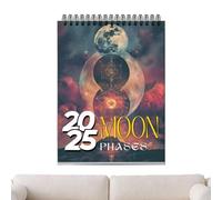 Calendario de fases de, calendario lunar - Calendario astrológico con motivo de fase lunar - Planificador diario, semanal y mensual, enero de 2025 - diciembre 2025, seguido de la