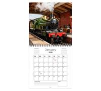 Calendario de ferrocarriles 2026 | Locomotora de vapor Retro Planner mensual, calendario con 12 meses - para el hogar, escuela, pared, estudio, programación, planificación y organización
