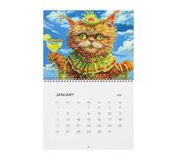 Calendario de gato 2026 - Planificador mensual anual, calendario de pared de papel grueso, diseño de gato de 12 meses, herramienta de planificación de oficina en casa, organizador de papel sostenible