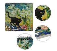 Calendario De Gatos 2026: Estilo Van Gogh, Calendario Mensual Con Temática Gatos, Historia del Arte, Planificador Pared Espiral para el Hogar, Sala Estar, Estudio, Oficina