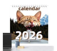 Calendario de gatos 2026 - Papel Premium, Calendario Mural, Planificador mensual | Formato grande con ilustraciones divertidas de y notas para casa oficina escuela, regalo simpático amigos Fam