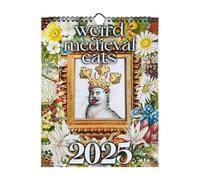Calendario de gatos medievales feos Calendario medieval 2025 Calendario extraño Calendario divertido 2025 Calendario de pared Cat 2025 para amantes de los gatos