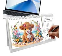Calendario De Gemas Artístico | Planificador Creativo Hecho A Mano 2027-2028,Calendario De Mesa Pintura Con Cristales,para mujer hogar apartamento oficina escuela