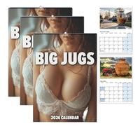 Calendario de Jarras Grandes, Calendario de Pared con Chistes de Jarras con Doble Sentido, Humor Ingenioso de Jarras con Doble Sentido 2026 - Vista Mensual A3 para Elefante Blanco (3Pcs)