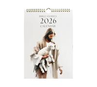 Calendario de Jesús 2026 - Planificador de calendario de pared cristiano Decoración familiar Oficina Escuela Calendario adecuado con historias bíblicas | Planificación diaria Motivos religiosos
