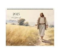 Calendario de Jesús - Agenda diaria de la fe cristiana, decoración de pared religiosa | Calendario inspirador de los versos de la Biblia, arte mural basado en la fe, planificador espiritual pe