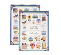 Calendario de Lista de Deseos 2026 - Planificador de Metas Inspirador de 12 Meses con Páginas Mensuales Ilustradas, Calendario de Pared en Espiral para una Vida Consciente (2Pcs)