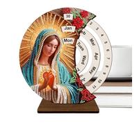 Calendario de madera para escritorio, kit de calendario perpetuo de madera con diamantes de imitación 3D, decoración del hogar, soporte de escritorio para dormitorio, escuela, apartamento, hotel, aula