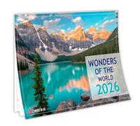 Calendario de maravillas del mundo 2026 - Calendario de pared A4 A3 cuando está abierto, papel de seda de alta calidad de 150 g/m², impresionante fotografía de monumentos, calendario para el hogar u