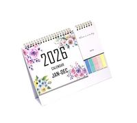 Calendario de mesa 2026 con bloc de notas y pegatinas, 12 meses de enero a diciembre para planificación, calendario mensual de mesa, calendario organizativo