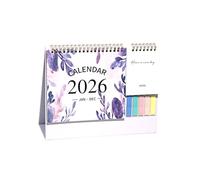 Calendario de mesa 2026 con bloc de notas y pegatinas, 12 meses de enero a diciembre para planificación, calendario mensual de mesa, calendario organizativo