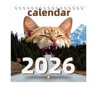 Calendario de Mesa 2026 | Lindo manaque de gato - Vista mensual vertical de 12 meses con planificador para todas las edades Decoración del aula en el hogar