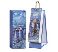 Calendario de mesa 2026 - Planificador diario con pintura al óleo retro para 365 días para decoración | Calendario en orientación vertical - Para la entrada del hogar, escritorio, salón, oficina