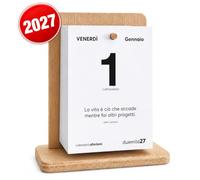 Calendario de mesa 2027 con frases filosóficas - Base de madera natural - 365 citas motivacionales y aforismos - Idea regalo elegante - Q&B Grafiche® (2027, 1 unidad)