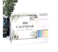Calendario de mesa, calendario de escritorio de enero a diciembre 2026 | Accesorios de oficina planificador mensual de papel de alta calidad, bloque de 12 meses con grandes bloques rayados para la