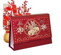 Calendario de mesa de 12 meses, año del caballo 2026 de pie, planificador de escritorio tradicional de Año Nuevo Lunar, organizador mensual festivo de estilo chino, papelería para estudio