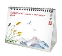 Calendario de mesa de acuarelas japonesas DIN A5 para 2026, ciudad y país de Japón Seelenzauber