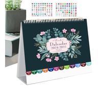 Calendario de mesa de pie 2024-2025, calendario de escritorio de pie 2025, calendario de mesa, calendario diario julio 2024 a diciembre de 2025, calendario de escritorio de 18 meses con pegatinas